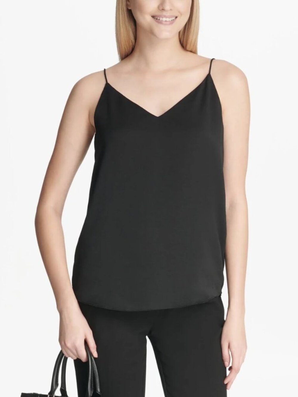 Calvin Klein Black V-Neck Slip Cami Tank Top - Large
